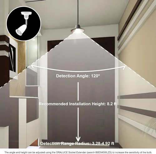 Miniatura 6 de ORALUCE Bombillas con sensor de movimiento para interiores y exteriores, equivalente a 60 vatios, A19 E26 9 W, bombilla LED activada por movimiento
