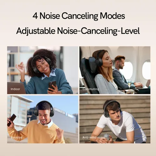 Miniatura 3 de QCY Auriculares Bluetooth H3 ANC sobre la oreja, cancelación activa de ruido Bluetooth 5.4 auriculares con micrófonos, sonido de audio de alta Negro