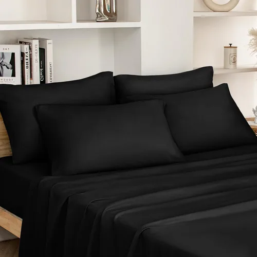 Miniatura 11 de HOMEIDEAS Sábanas de cama tamaño King – Juego de 6 piezas (dorado) – Sábanas de microfibra cepillada extra suave 1800, bolsillo profundo, sin