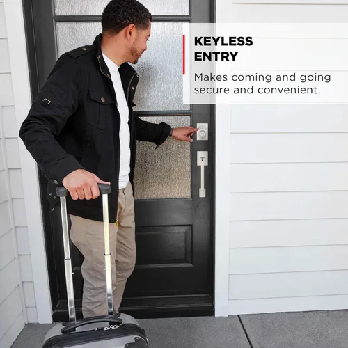 Miniatura 3 de Kwikset Powerbolt 240 - Cerradura de puerta con teclado electrónico contemporáneo de 5 botones en níquel satinado, con entrada sin llave