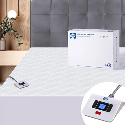 Miniatura 10 de Sealy Protector de colchón con calefacción tamaño completo de 54 x 75 pulgadas, calentador de cama eléctrico con calefacción por zonas con bolsillo