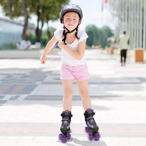 Miniatura 7 de MammyGol Roller Skates for Kids Boys Girls, Adjustable Quad Skates with Light Up Wheels for Toddler Little Kids Ages 6-12, Beginners Outdoor Sports
