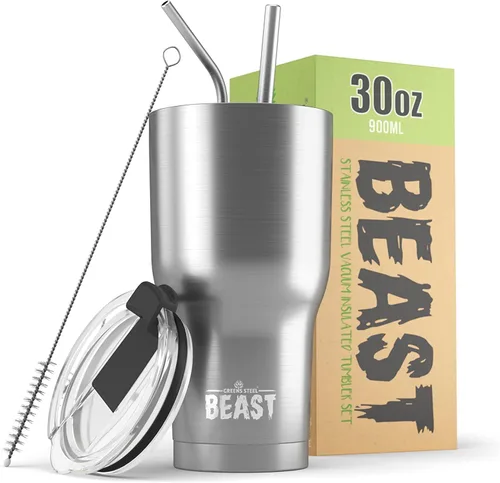 Miniatura 36 de Beast Vaso Térmico de 30 oz de Acero Inoxidable con Aislamiento al Vacío para Café y Hielo de Doble Pared Termo de Viaje (Rojo Arándano)