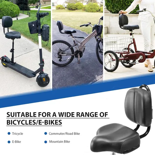 Miniatura 8 de Bike Seat with Backrest, Oversized Comfortable Ergonomic Design Bicycle Saddle for Men and Women Adjustable Height Bike Saddle for Tricycle City