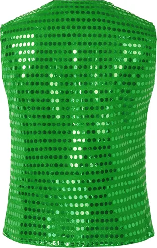 Miniatura 2 de Oyolan Chaleco brillante con lentejuelas brillantes para niños, disfraz de baile, ropa de calle, hip hop, chaqueta de rendimiento