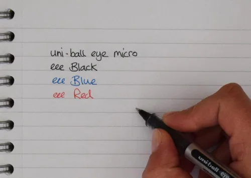 Miniatura 5 de uni-ball UB-150 Eye Micro Rollerball, tinta roja Uni Super Ink, punta de 0.020 in, caja de 12 Rojo