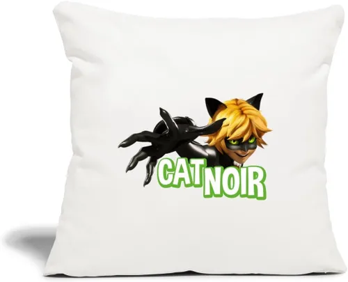 Miniatura 5 de Spreadshirt Miraculous Merchandise Cat Noir Adrien Pose - Funda de almohada de 18 x 18 pulgadas, tamaño único, color negro