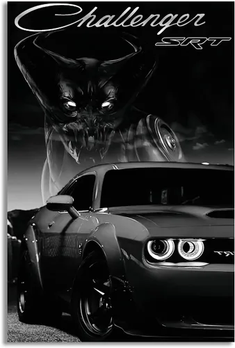 Miniatura 9 de Póster de Supercar Challenger Hellcat - Póster de carreras para pared, lienzo para regalo de cumpleaños, decoración de la casa enmarcada o sin marco