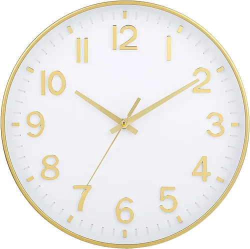 Miniatura 16 de HZDHCLH Reloj de pared con pilas, reloj de pared naranja, reloj de pared de 8 pulgadas, silencioso, sin tictac, números 3D modernos para cocina