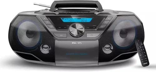 Philips Reproductor de CD portátil Boombox Bluetooth con reproductor de cassette Todo en uno Potente sistema estéreo Boom Box Reproductor de CD para
