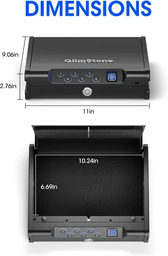 Miniatura 5 de Caja fuerte para armas, caja fuerte biométrica para pistolas, edición fácil, 3 maneras de acceso rápido con huella dactilar/teclado digital/llave