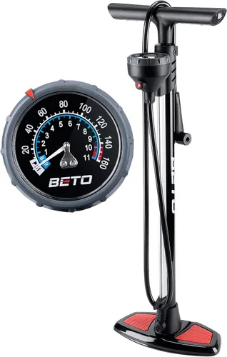 Miniatura 7 de Beto Bomba de bicicleta portátil - Bomba de piso de bicicleta con medidor industrial montado en la parte superior y botón de purga de aire, tubo