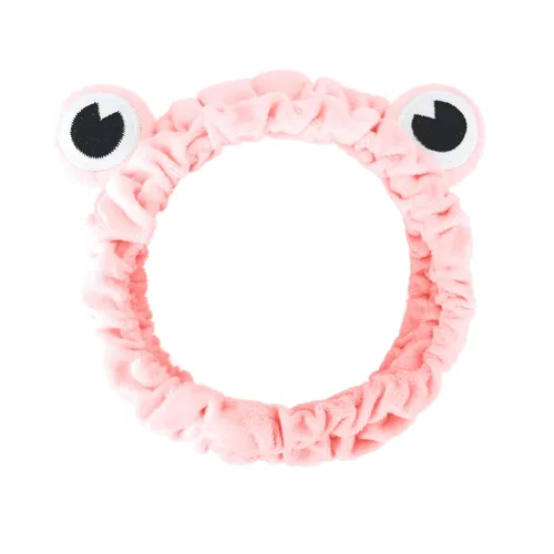 Miniatura 28 de Jowmoy Bonita diadema de orejas de conejo, diseño de ojo de rana, elástica para lavar la cara, para mujeres, maquillaje, ducha, spa. Q-Orejas