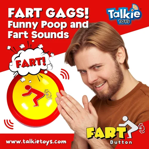 Miniatura 5 de Talkie Toys Products Botón de pedo - Se ilumina y reproduce 20 sonidos divertidos de pedos - Divertido regalo de broma y broma - Regalo divertido