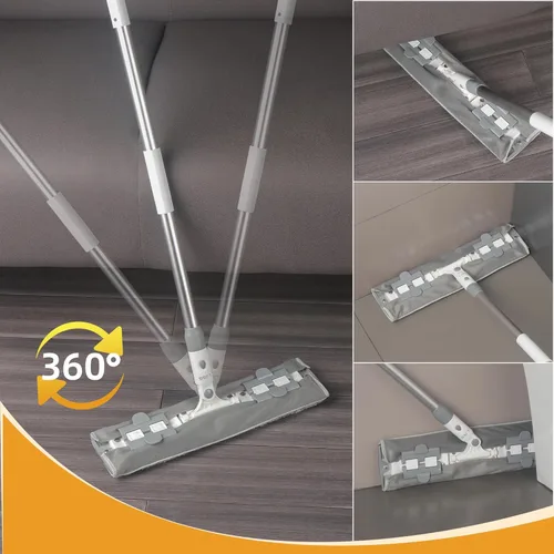 Miniatura 5 de Mopa plana de microfibra para limpieza de suelos, base de aluminio de 15.7 pulgadas (15.7 in), mango de aluminio de 4 secciones de 52 pulgadas, uso