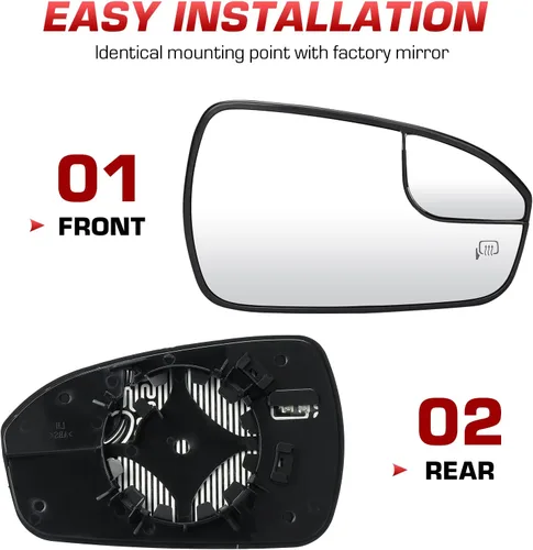 Miniatura 4 de Juego de espejo calefactable para pasajeros y conductores con vista lateral para Ford Fusion 2013, 2014, 2015, 2016, 2017, 2018, 2019, 2020, Ford