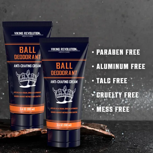 Miniatura 6 de Viking Revolution Desodorante de bolas para hombres con aloe vera y verdolaga - Sin talco, secado rápido, crema de ingle antirozaduras para hombres