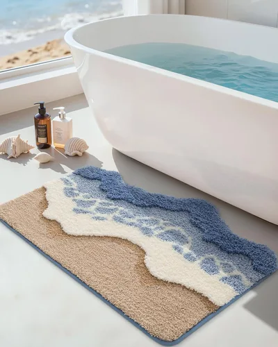 Miniatura 14 de DEXI Leaf - Alfombras de baño Monstera, 23.5 x 31.5 pulgadas, suaves, esponjosas y lindas con parte trasera antideslizante, alfombra de baño lavable