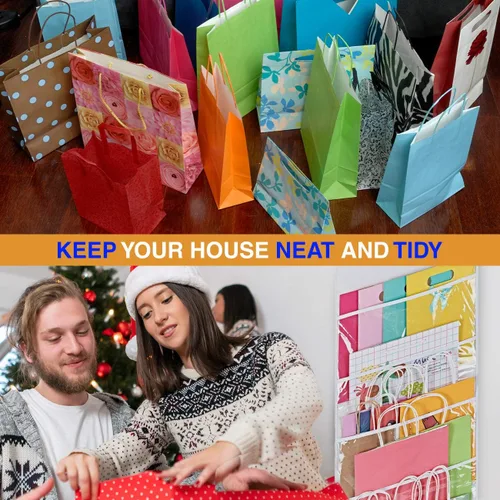 Miniatura 7 de ProPik Organizador de Almacenamiento para Bolsas de Regalo Colgantes de Doble Cara con Múltiples Bolsillos Delanteros y Traseros - Organice Su Papel