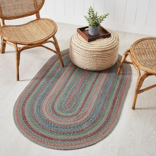 Miniatura 11 de VHC Brands Alfombra de yute multi medio círculo con almohadilla 19.5x36