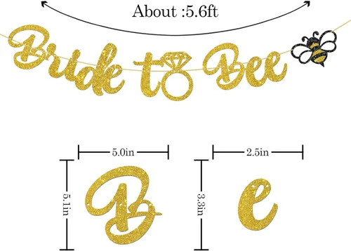 Miniatura 2 de WeBenison Cartel de novia a abeja, suministros para fiesta de despedida de soltera, decoración de fiesta de boda con temática de abeja, purpurina