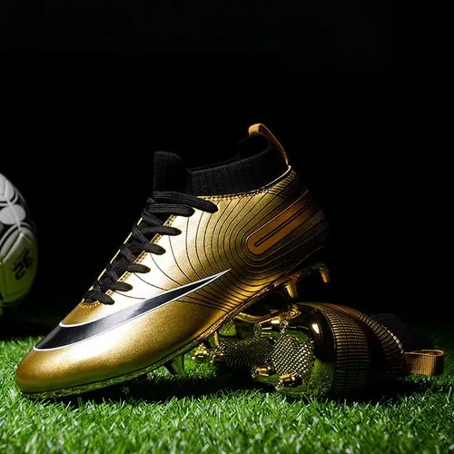 Miniatura 5 de Botines de fútbol de grado profesional botas de fútbol unisex de alta calidad con picos y suelas de suela dorada para entrenamiento en exteriores e