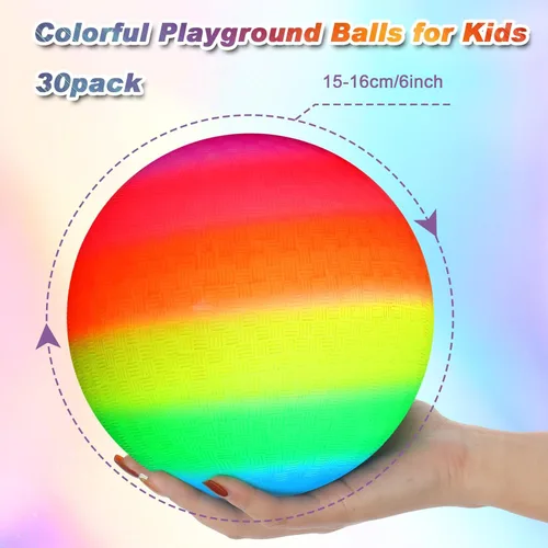 Miniatura 2 de Macarrie 30 pelotas de patio de recreo de 6 pulgadas para niños y adultos, coloridas pelotas inflables de mano, fútbol, baloncesto, balonmano