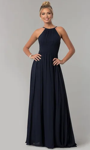 Miniatura 5 de Chiffon Halter Bridesmaid Dresses for Wedding Spaghetti Straps A Line Long Formal Evening Prom Party Gown