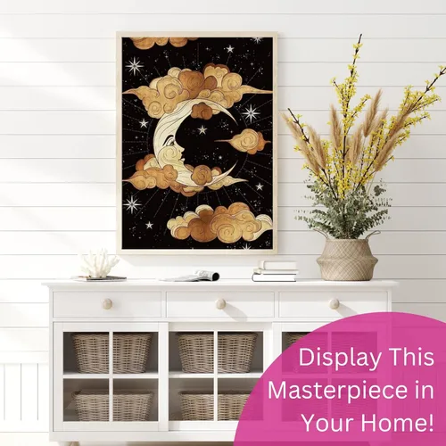 Miniatura 2 de Modern Merch Arte de Diamantes de Luna para Adultos Paisaje Celestial de Cielo Nocturno Pintura de Diamantes 5D para Adultos Decoración de Luna DIY