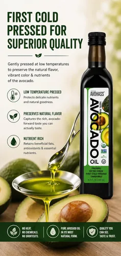 Miniatura 6 de Avohass Aceite de aguacate orgánico extra virgen de 16.9 onzas, certificado USDA, primer prensado en frío, sin refinar, sin OMG, de origen mexicano