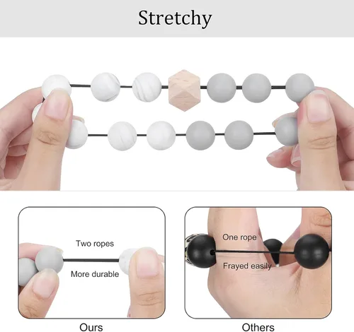 Miniatura 3 de Weixiltc Llavero para mujer, pulsera de cuentas de silicona, llavero con borla de cuero