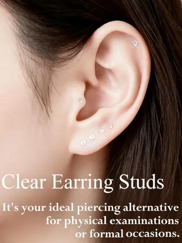 Miniatura 4 de Aretes transparentes con parte trasera plana de 18 G y 16 G para deportes de nariz, plástico de silicona, retenedores de cartílago para tragus