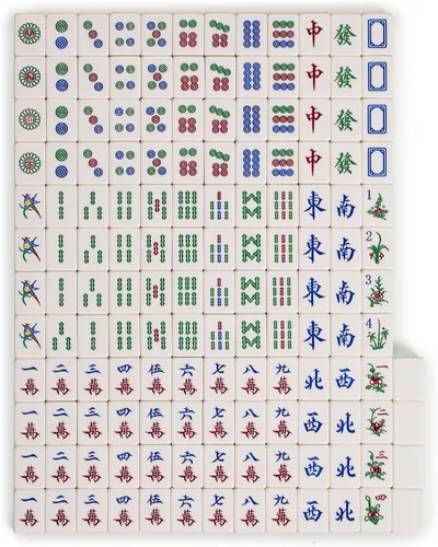 Miniatura 7 de Set de Juego Mahjong Clásico Chino de Yellow Mountain Imports, Esmeralda con 148 Azulejos Translúcidos Verdes Medianos y Estuche de Madera