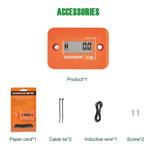 Miniatura 6 de Yooreal Medidor digital de horas, tacómetro de RPM, diseño impermeable IP68 para cortacésped, automóvil, motor, tractor, motosierra, motor fuera