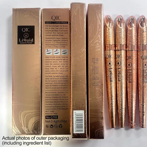 Miniatura 8 de Yulinlon Q706 Bolígrafo para cejas, de 4 puntas, maquillaje de cejas preciso, duradero e impermeable (1# Marrón claro)