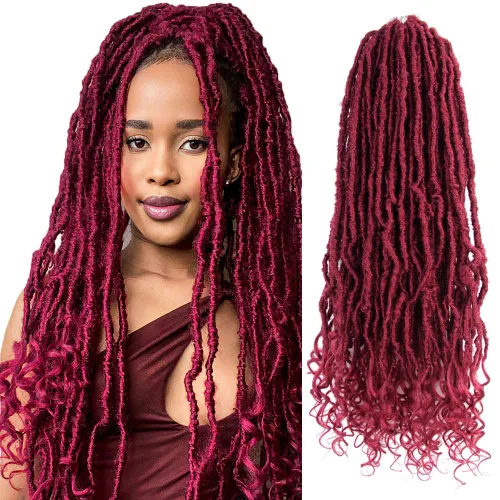 Miniatura 18 de Niseyo Wild Locs - Rastas sintéticas desgastadas de 14 pulgadas con extremos rizados, 8 paquetes de cabello largo y suave con bucles preformados