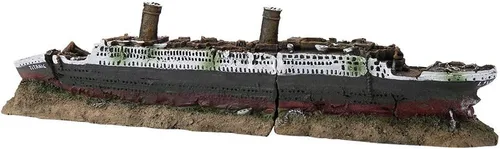 Miniatura 9 de Adornos de naufragio Titanic 15.15 x 3.54 x 2.36 pulgadas, decoración de acuario, adornos de tanque de peces Titanic, material de resina, tema
