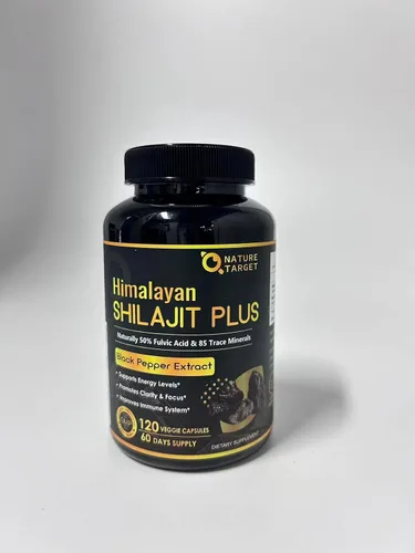 Miniatura 9 de NATURE TARGET Cápsulas de Shilajit del Himalaya – 500 mg de Shilajit puro con 50% de ácido fúlvico y pimienta negra – Energía, enfoque y vitalidad