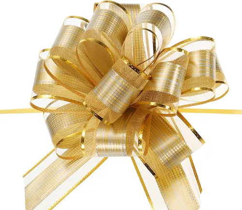 MECCANIXITY 20 lazos grandes de 7 pulgadas para envolver regalos, cinta de organza dorado champán para cestas de boda, regalos de fiesta de Navidad