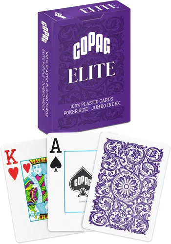 Miniatura 10 de Copag Elite cartas de juego 100% de plástico, tamaño póquer (estándar) índice Jumbo, baraja individual (negro)