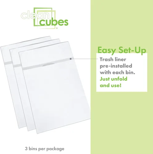 Miniatura 3 de Clean Cubes Botes de basura desechables de 30 galones (paquete de 3) con bolsas bajas, contenedores plegables de basura y reciclaje para fiestas