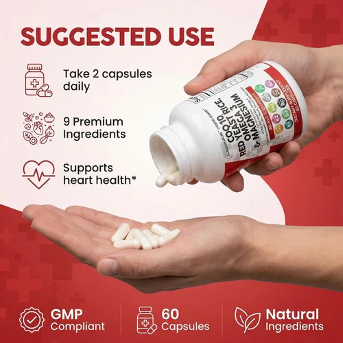 Miniatura 7 de Clean Nutraceuticals COQ10 200mg Arroz de Levadura Roja Omega 3 Complejo de Magnesio 500mg Niacina Zinc Vitamina K2 D3 - Vitaminas para el Apoyo al