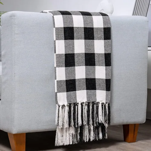Miniatura 22 de RECYCO Manta Suave y Acogedora de Chenilla con Flecos de Borlas para Sofá, Sillón, Cama, Sala de Estar, Regalo (Amarillo Mostaza, 50'' x 60'')
