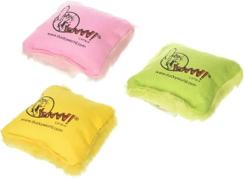 Paquete especial que contiene 3 almohadas YEOWWW! 100% orgánicas de hierba gatera (contiene una almohada rosa, amarilla y verde)
