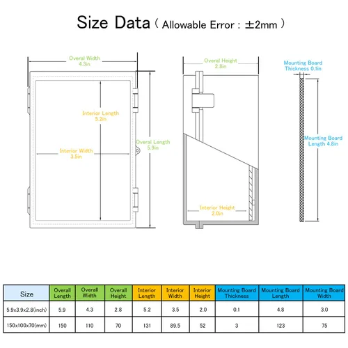 Miniatura 6 de Caja de conexiones IP65 impermeable carcasa de plástico ABS con cubierta transparente de PC con bisagras, caja de proyectos eléctricos con placa