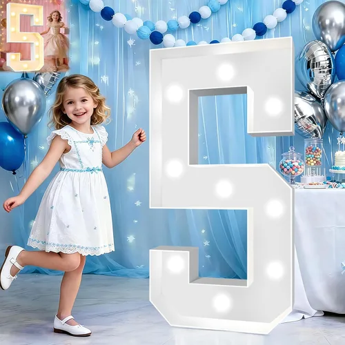 Miniatura 65 de Pooqla Letras de marquesina iluminadas de 3 pies, letras de marquesina con luz LED blanca fría y blanca cálida, letras de mosaico gigante para Letra