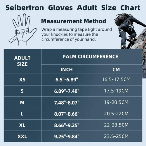Miniatura 2 de Seibertron Guantes de palma acolchada con dedos completos o semi-dedos, ligeros y transpirables para escaladores, escalada en roca, rescate, Tres