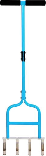sancat Herramienta aireadora de césped con 4 tapones de núcleo de acero inoxidable, aireador de dientes huecos de 39 pulgadas, aireador manual para