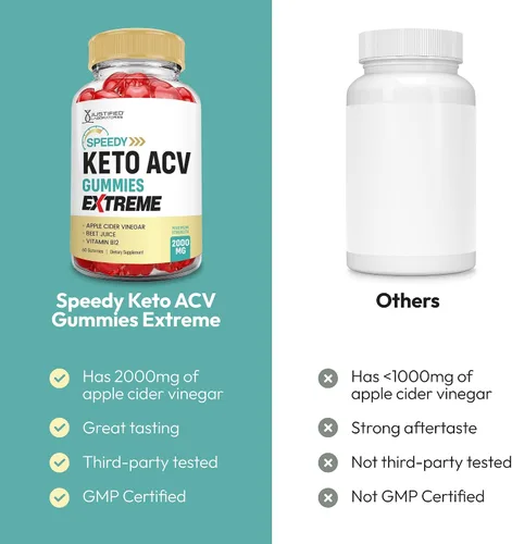 Miniatura 3 de Justified Laboratories Speedy Keto ACV Gummies Extreme (2000 mg) - 60 unidades - Formuladas con vinagre de sidra de manzana, folato y vitamina B12