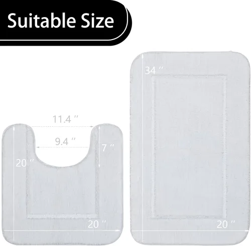 Miniatura 2 de LOCHAS Juego de Alfombras de Baño Beige, Juego de Alfombras de Baño Suaves de 2 Piezas, Tapete de Inodoro en Forma de U de 20x20 y Alfombras de Baño